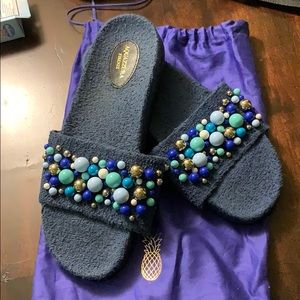 Aquazzura Bon Bon navy blue sandals